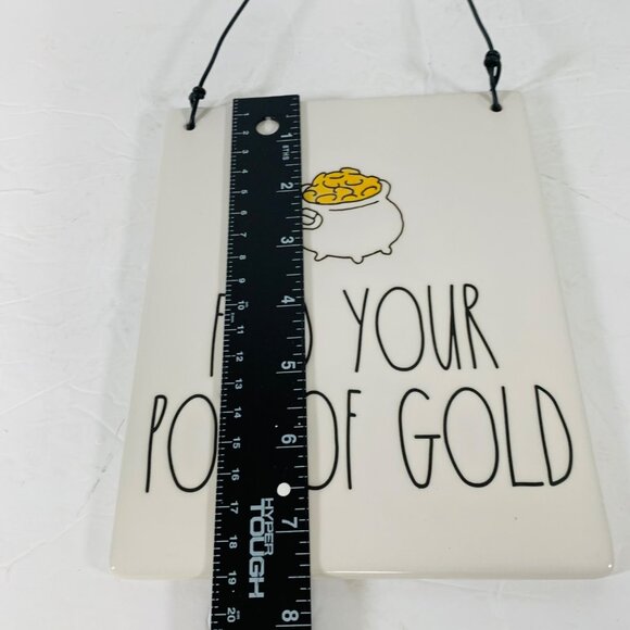 Rae Dunn St Patricks Day Sign Pot of Gold Wall Hanging Art Ceramic Plaque Home - Picture 7 of 9